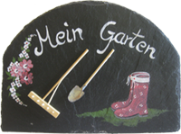 Schiefermalerei "Gartenfreunde ..."